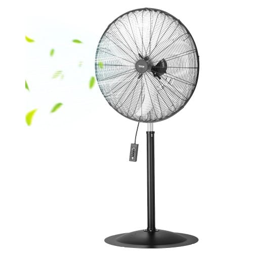Industrieller Standventilator, 810 Mm, 85-grad-oszillationsventilator, Höhenverstellbare Ventilatoren Mit 3 Einstellbaren Geschwindigkeiten, Windmaschine Für Werkstatt, Lagerhaus, Schwarz
