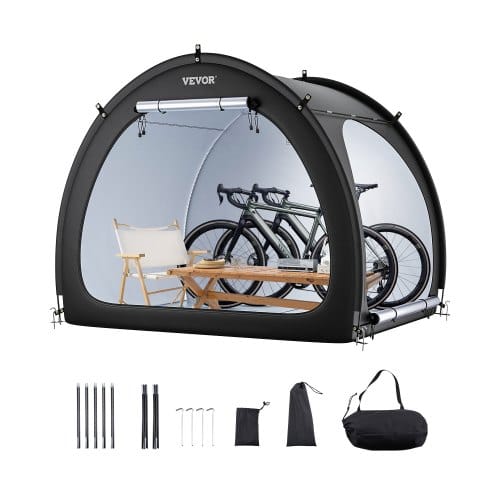 Fahrradzelt, 4 Bis 5 Fahrräder, Geräumige Fahhrradgarage Mit Belüftetem Fenster, Fächerförmige Fahrradschuppe Mit Hochfestem Fiberglas & Doppeltür, 1706x2133x1524 Mm