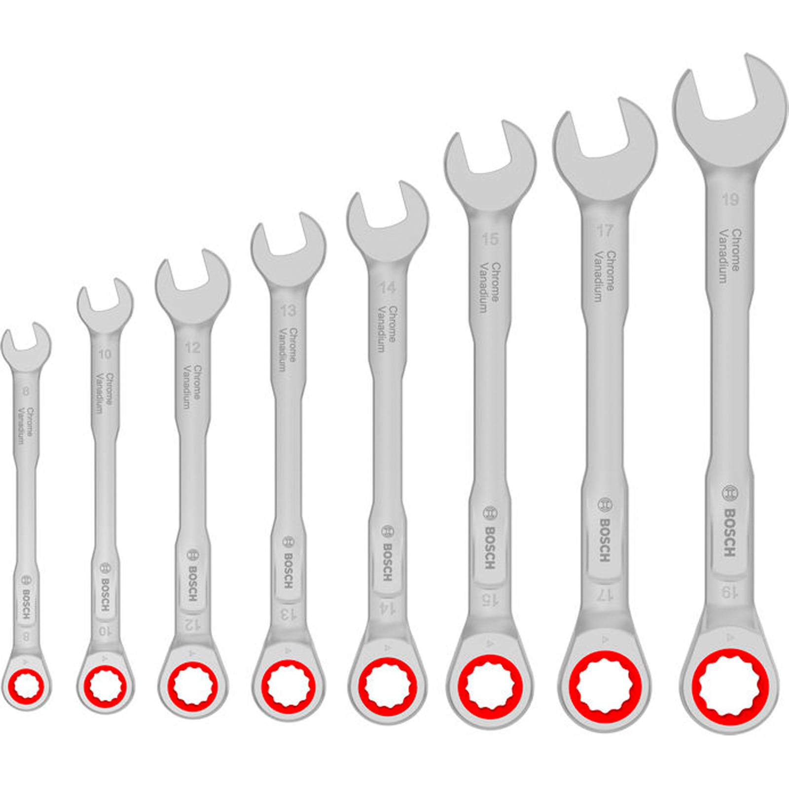Bosch Ratschen-ring-maulschlüssel-set, 8-19 Mm 8-tlg. - 1600a03ag5