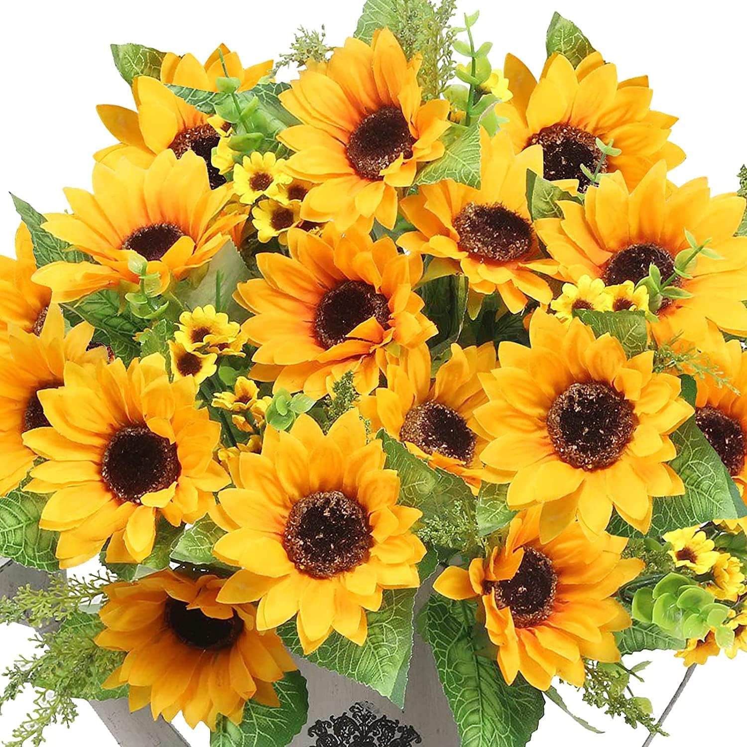 Künstliche Blumen, 4 Stück – 13 Sonnenblumen (4 Große Und 9 Kleine) - Künstliche Blumen, 4 Stück – 13 Sonnenblumen (4 Große Und 9 Kleine)