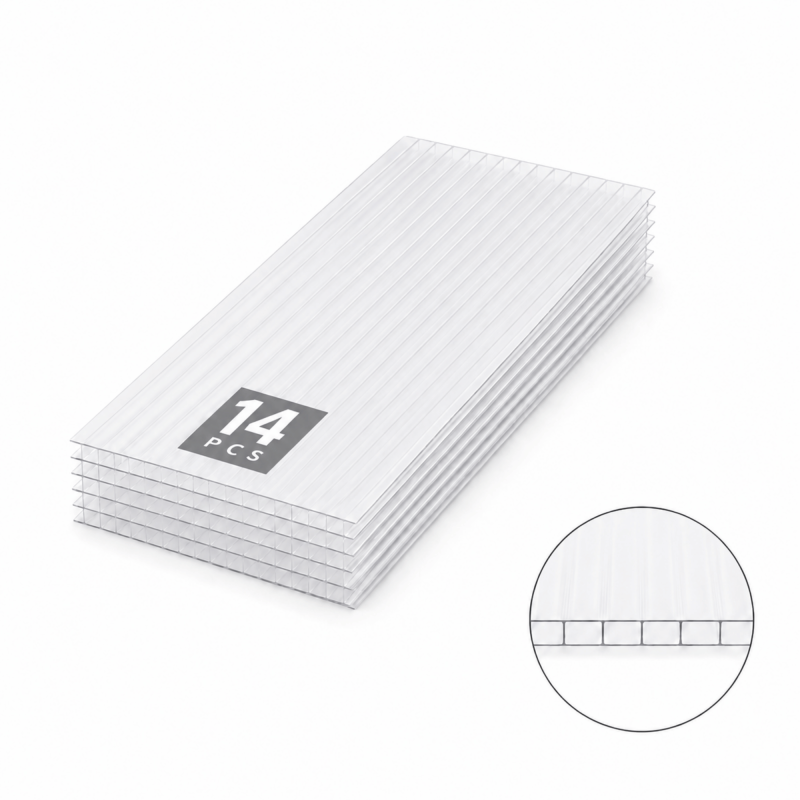 14er Pack 6mm Polycarbonatplatten 2000x1050mm Transparent - Stegplatten Für Terrassenüberdachung
