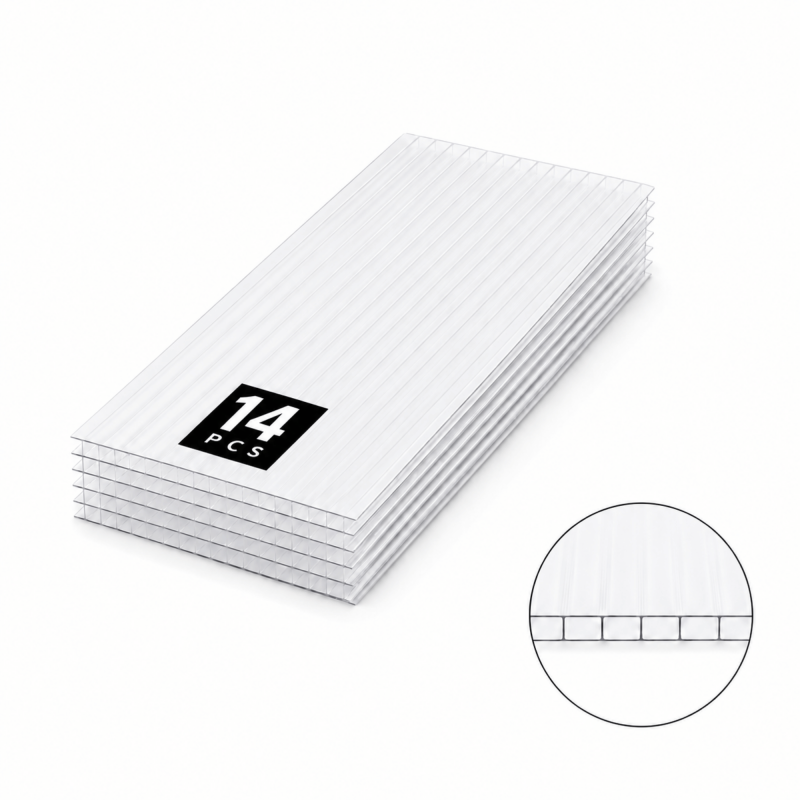 14er Pack Polycarbonatplatten 10mm - 2000x980mm Stegplatten Transparent