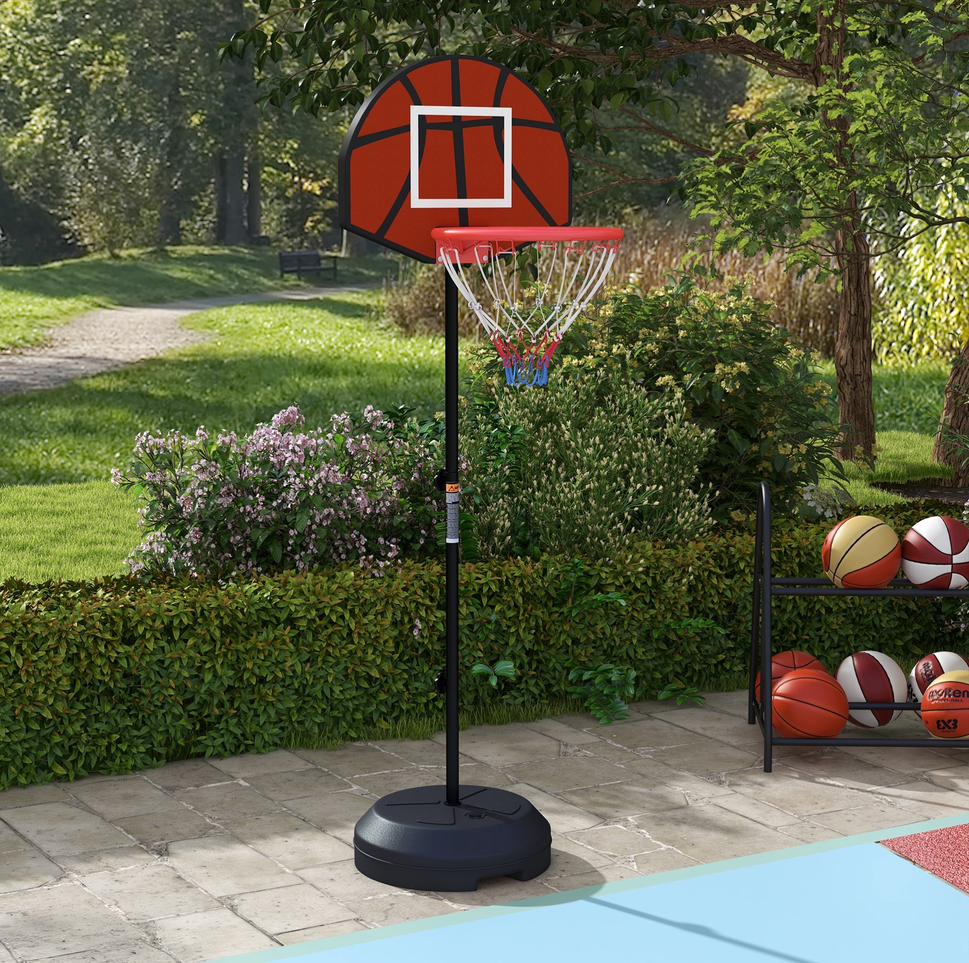 Verstellbarer Basketballkorb 38,5x48,5x179 Cm, Stahl, Braun, 2-in-1 Für Innen – Meubliv
