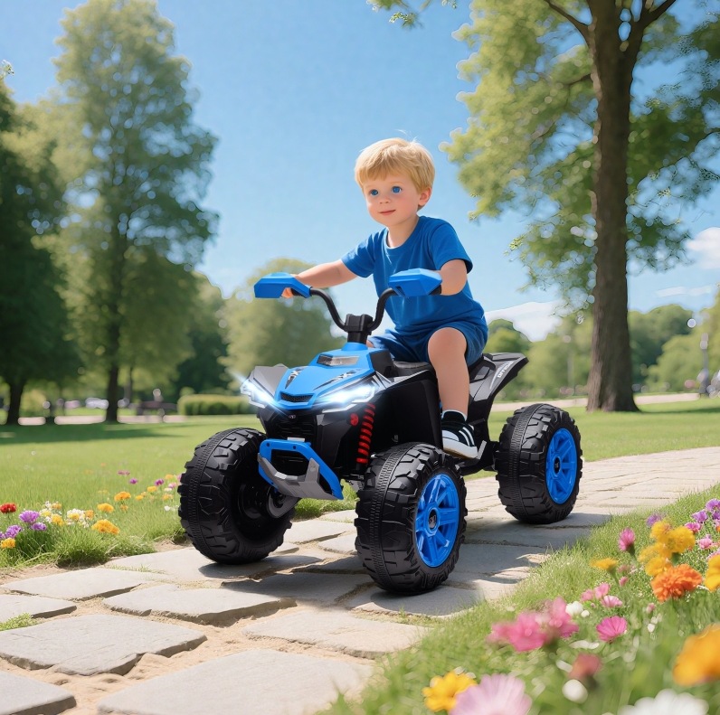 Kinder-elektroquad 109 X 68,5 X 76 Cm, Blau, Kunststoff, Usb/mp3, Für Draußen – Meubliv