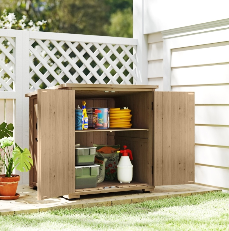 Garten-schrank 77,5 X 88 X 90 Cm Aus Dunkelgrauem Holz Mit Regal – Meubliv