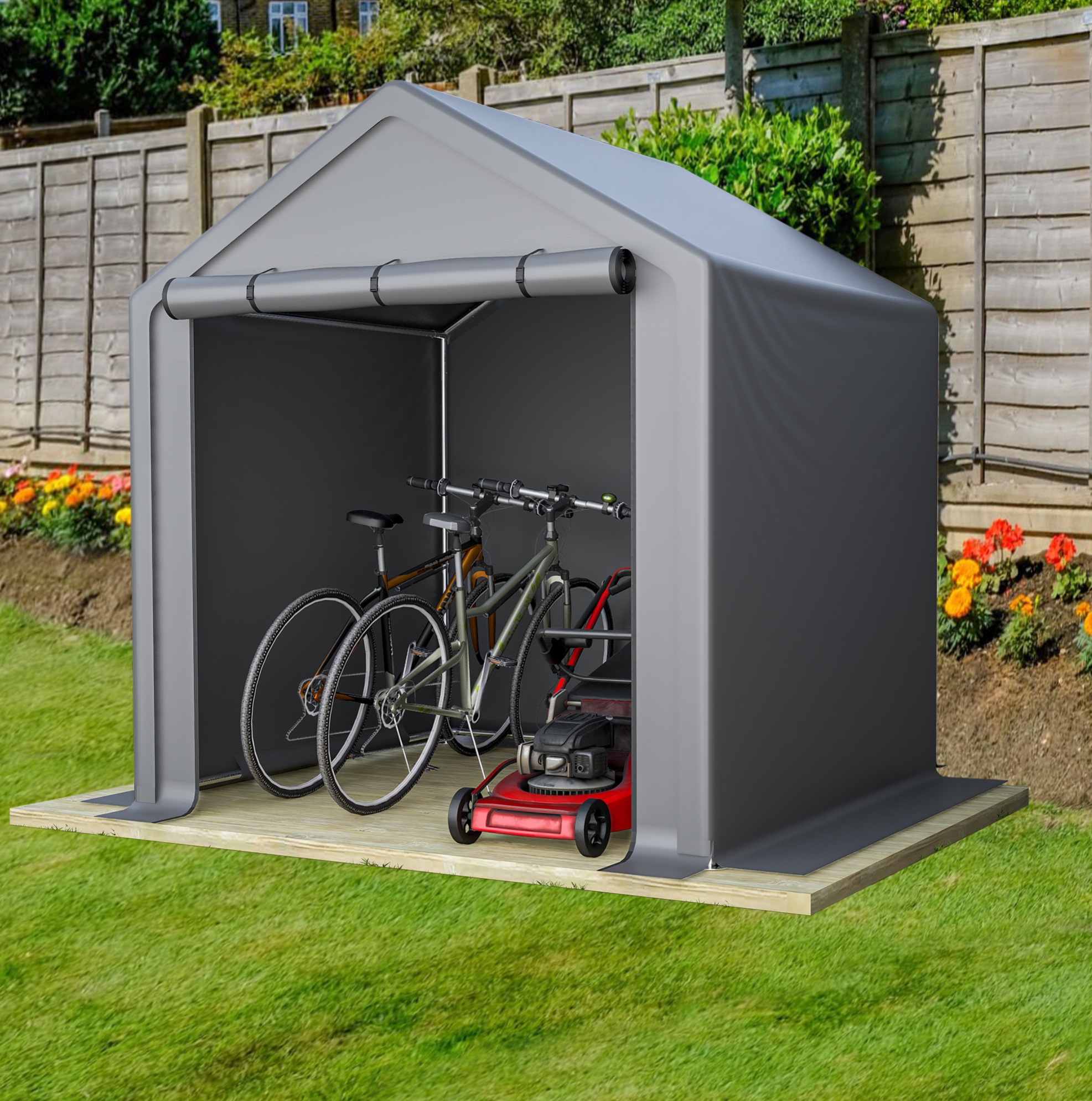 Fahrradunterstand 190x170x200 Cm Aus Verzinktem Stahl Dunkelgrau Mit Rolltür – Meubliv