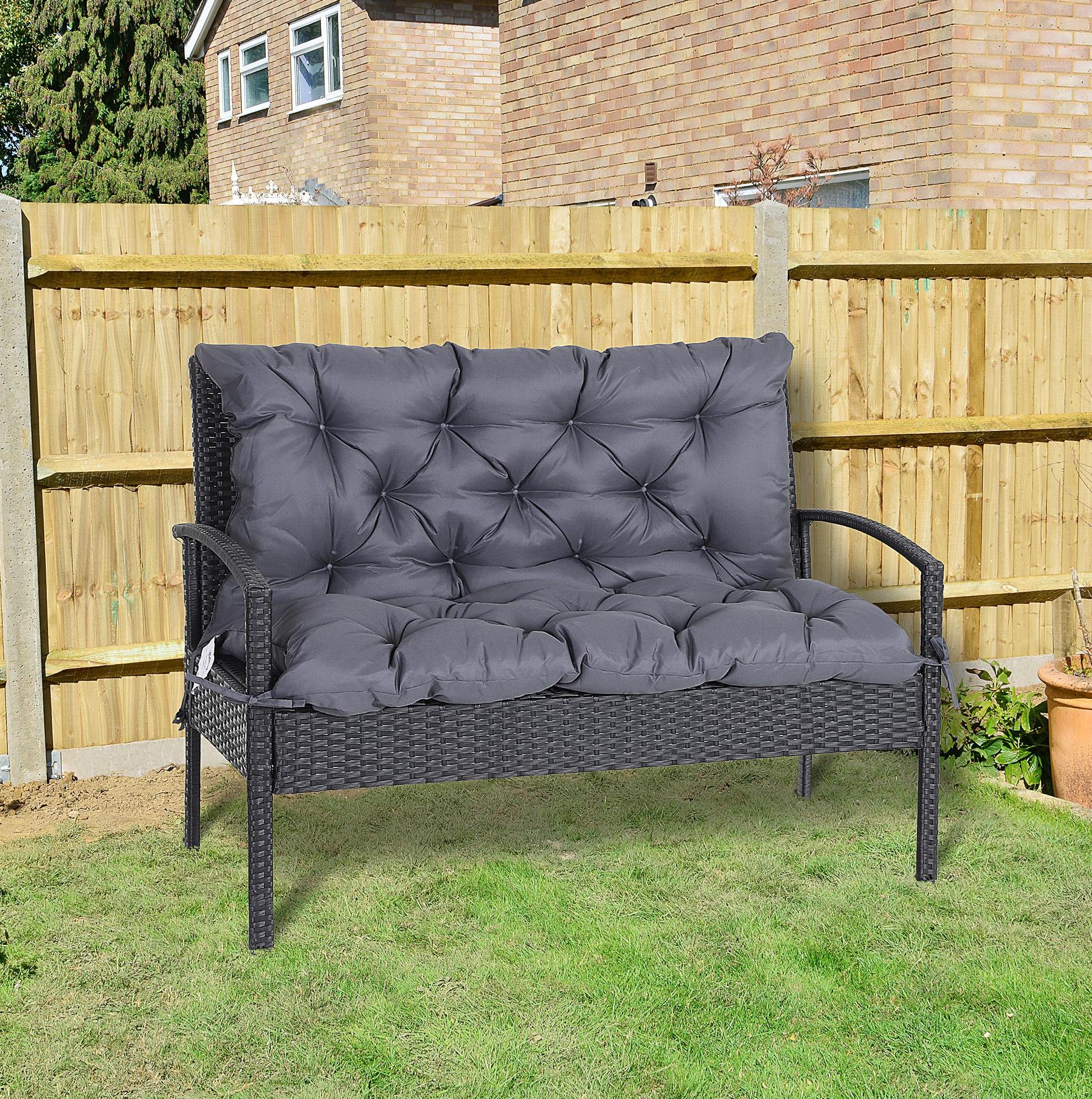 Gartenbankkissen 100x49x49x8 Cm Aus Polyester, Dunkelgrau, Mit Rückenlehne – Meubliv