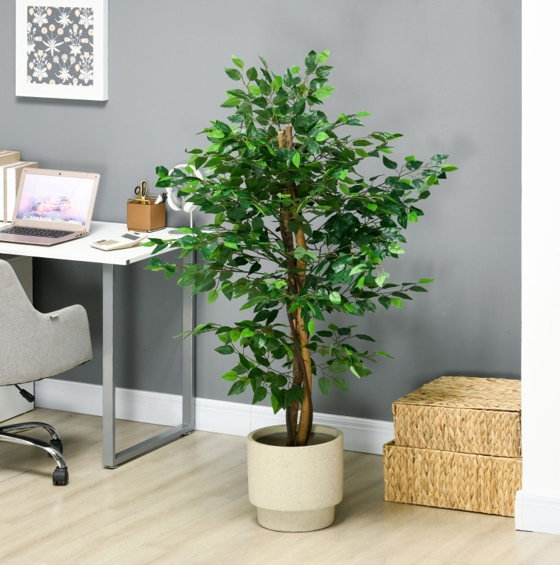 Künstlicher Ficus 150 Cm Aus Grünem Kunststoff Mit Topf, Für Wohnzimmer – Meubliv