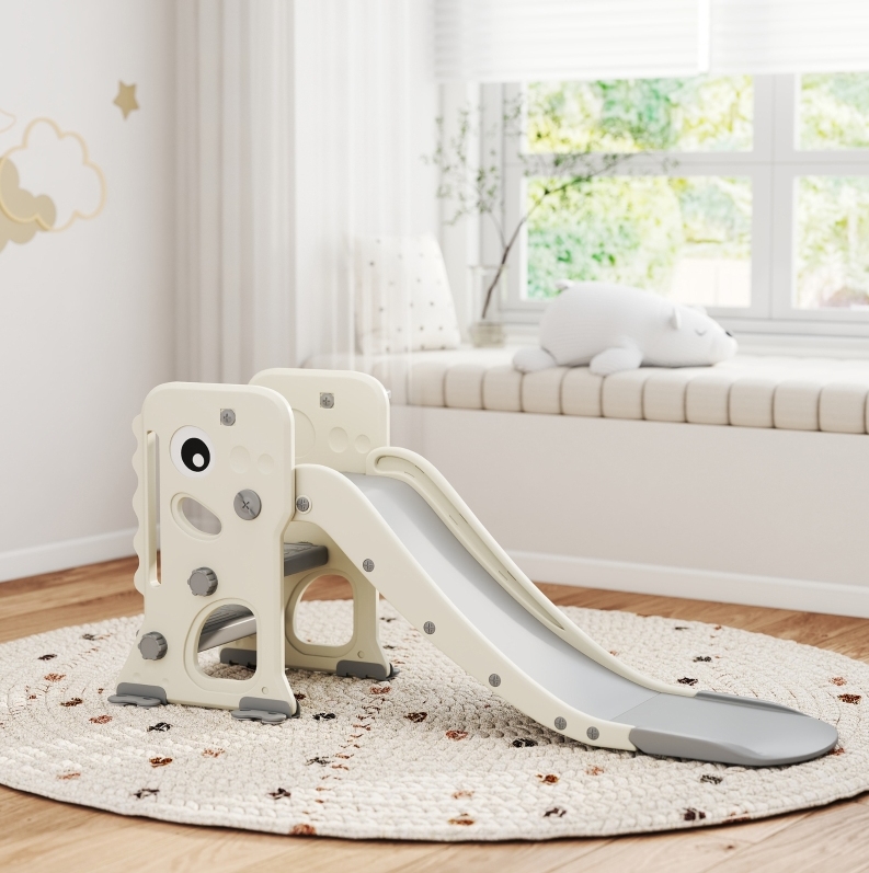 Kinderrutsche 146 X 52 X 65 Cm, Elfenbeinweiß, Klappbar, Platzsparend, Für Drinnen – Meubliv