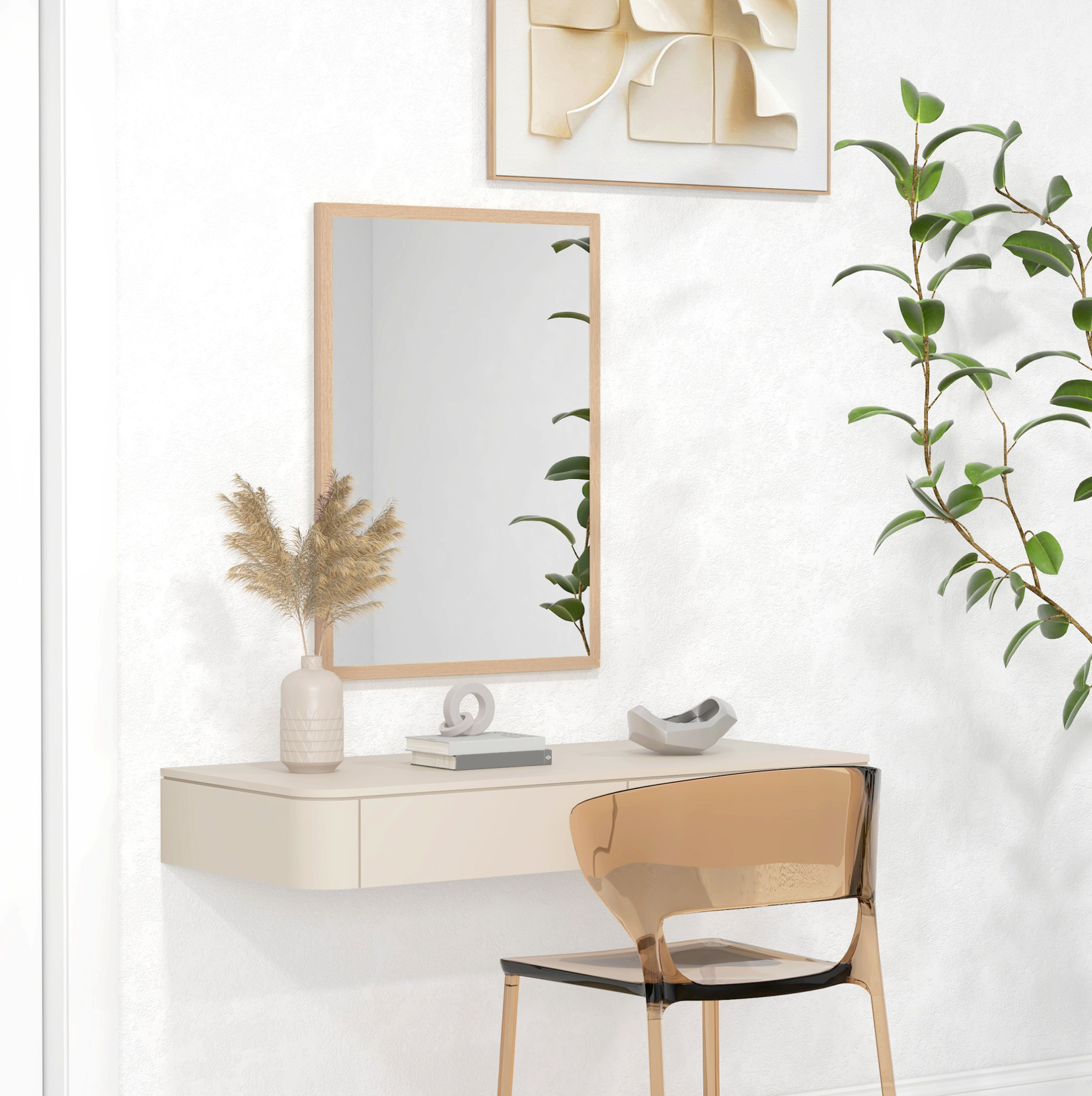 Wandspiegel 50x70x2 Cm Aus Mdf In Naturholzoptik, 4 Haken – Meubliv
