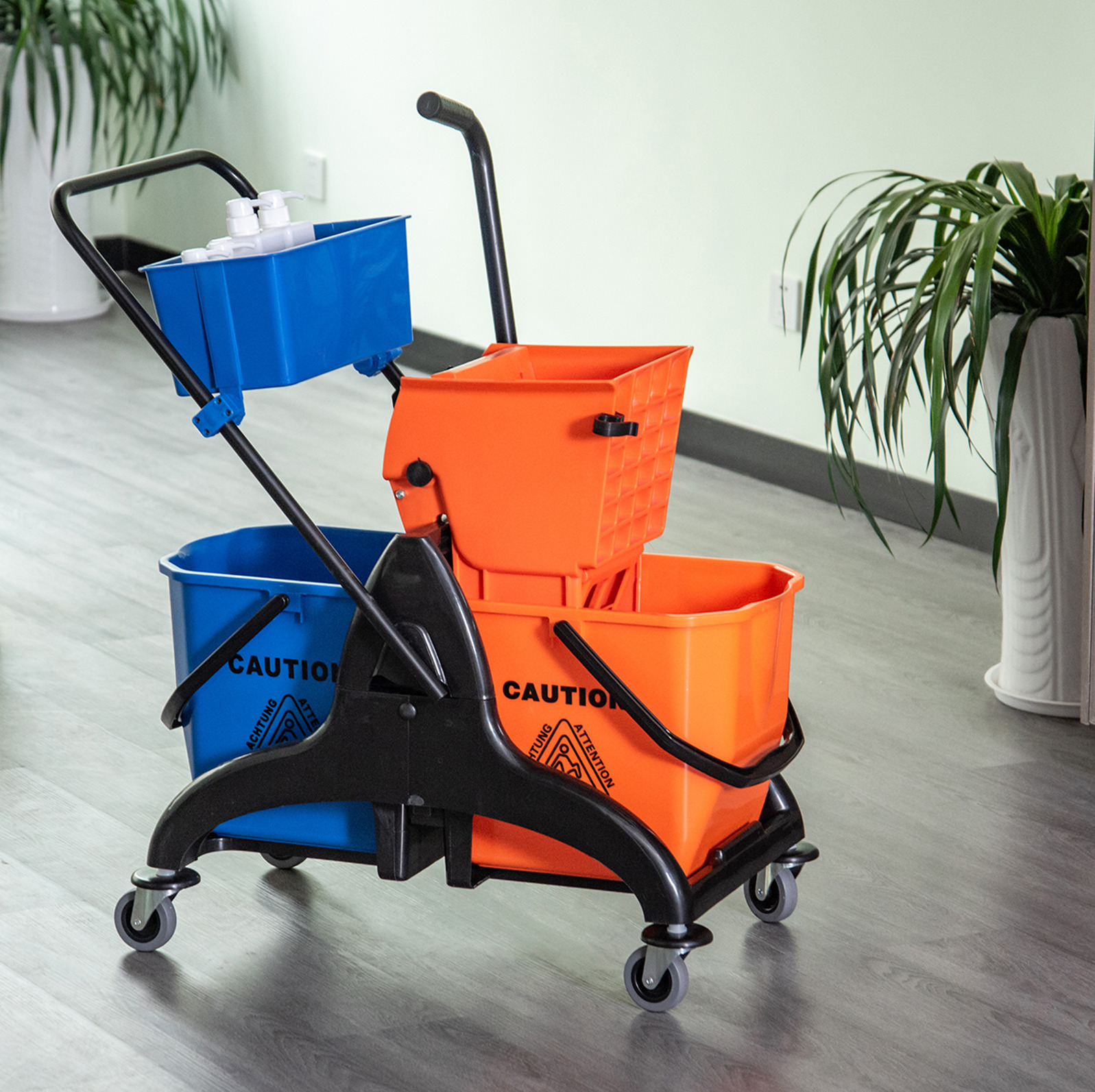 Putzwagen 78 X 45 X 95 Cm Aus Kunststoff, Orange, Mit Presse, Für Büro – Meubliv