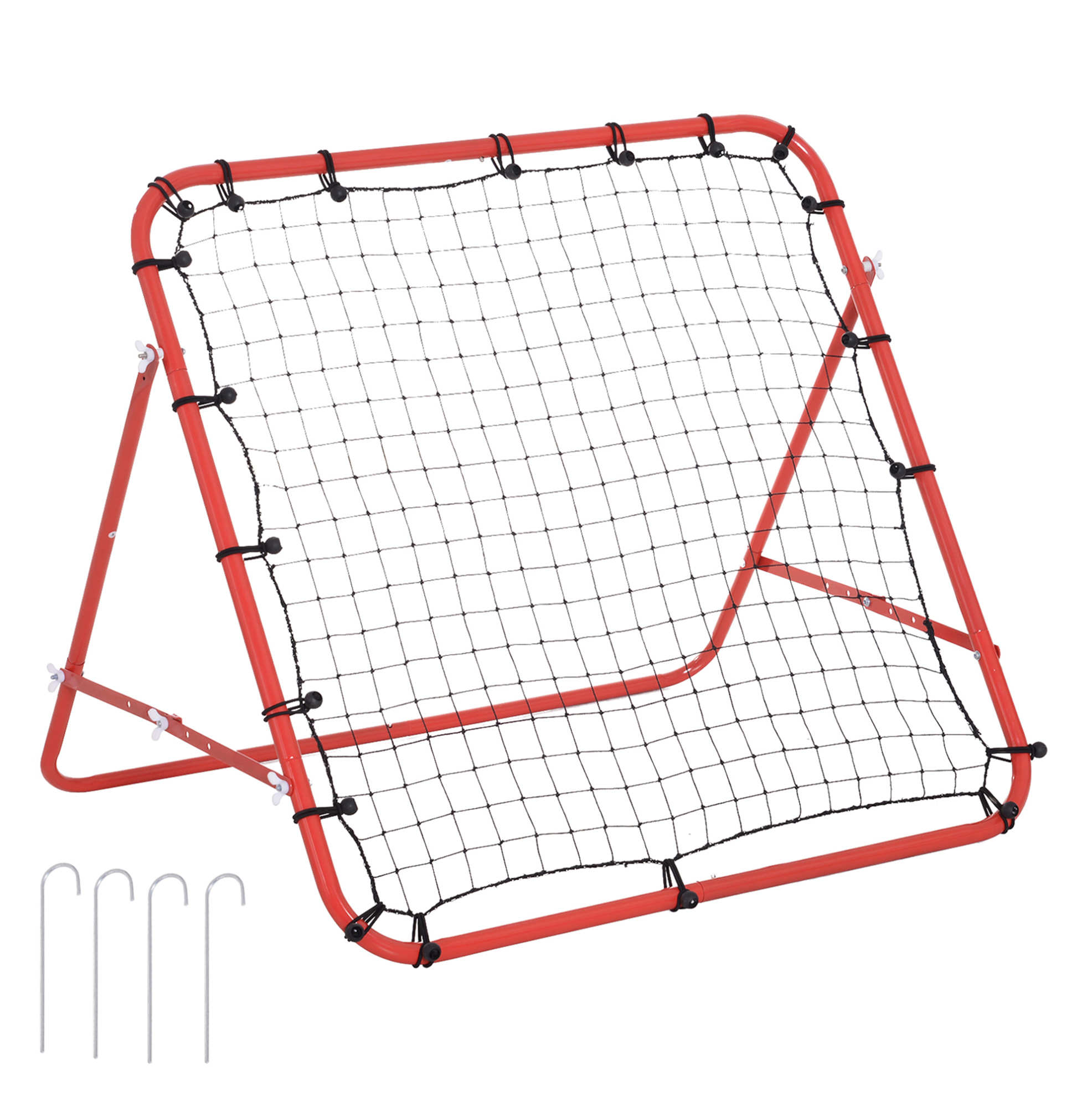 Fußball-rebounder 96 X 80 X 96 Cm Aus Stahl, Rot, Verstellbarer Winkel, Platzsparend – Meubliv