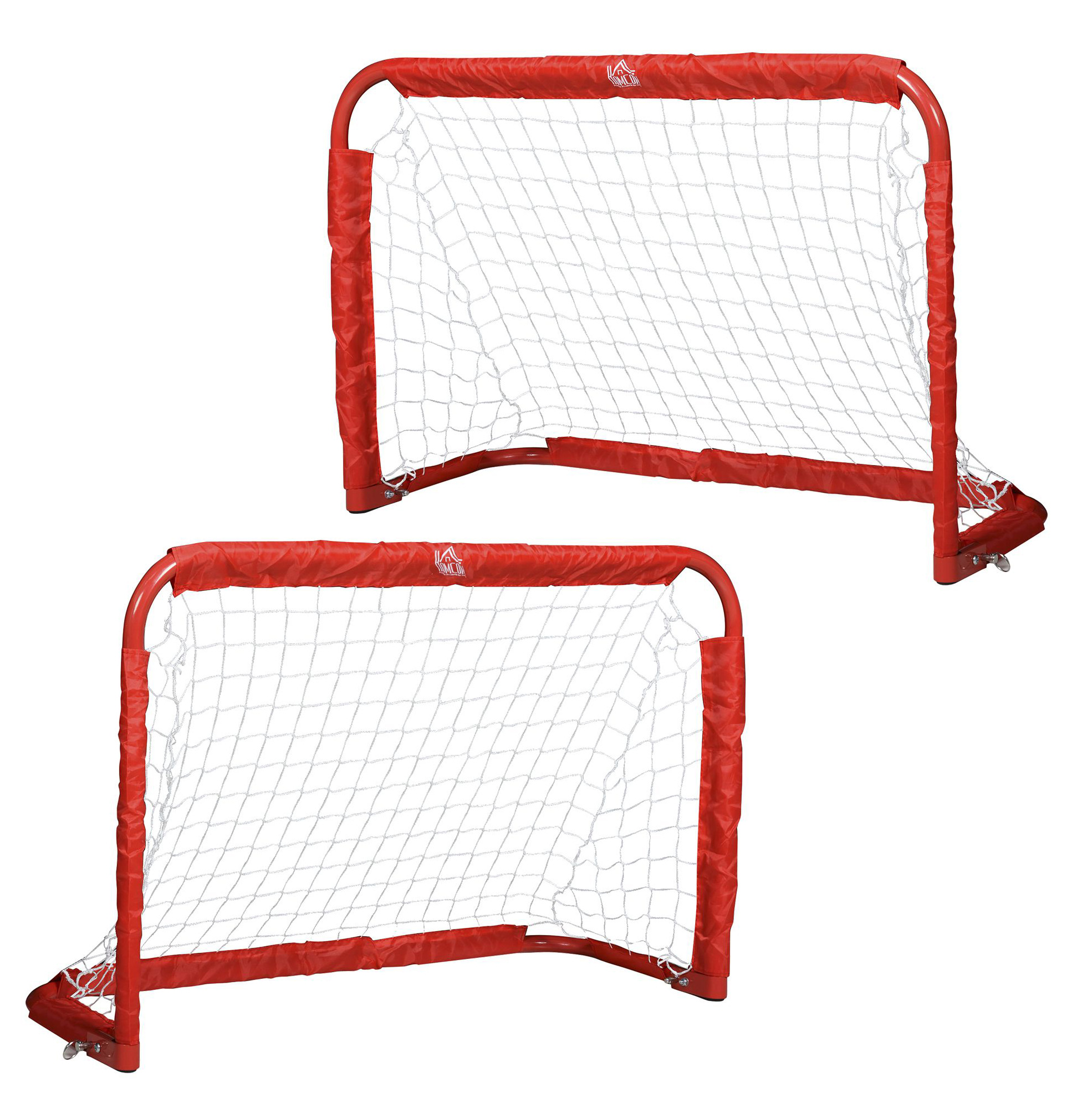 2er-set Klappbare Mini-fußballtore 90x36x60 Cm Aus Rotem Metall – Meubliv