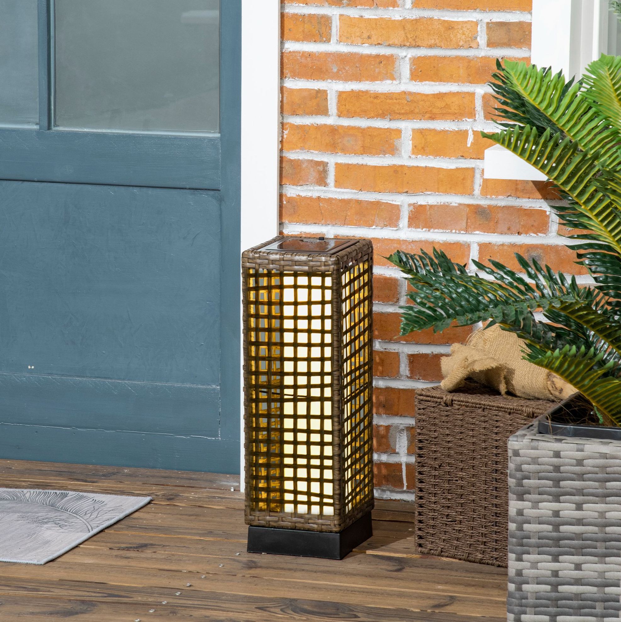Solar-außenleuchte 15,5 X 15,5 X 46 Cm Aus Kunststoff-rattan, Sand, Led Ip44