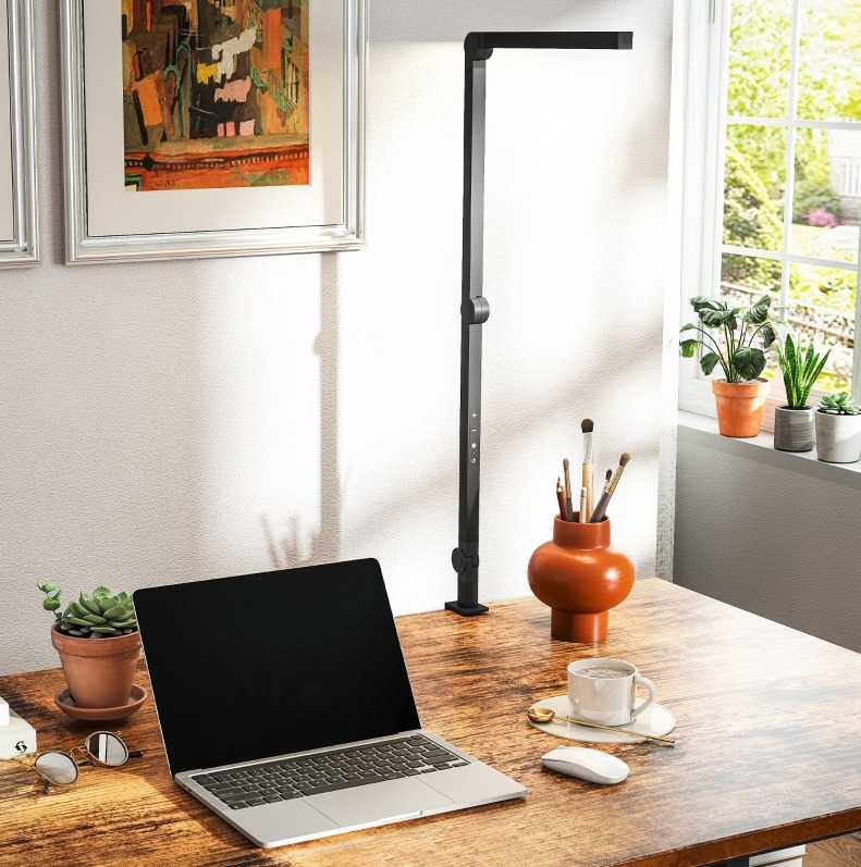 Led-klemm-schreibtischlampe 121,5x3,8x5,5 Cm Aus Schwarzem Aluminium, Dimmbar – Meubliv