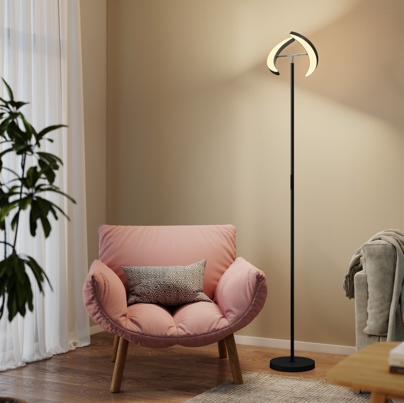 Rgb-stehlampe 30 X 30 X 188 Cm Aus Schwarzem Kunststoff, Doppelt Drehbar – Meubliv