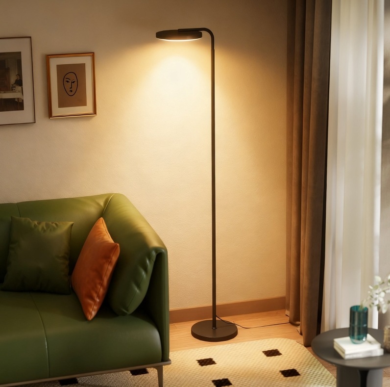 Led-stehlampe 41 X 25 X 177 Cm Aus Schwarzem Metall, Magnetische Fernbedienung – Meubliv