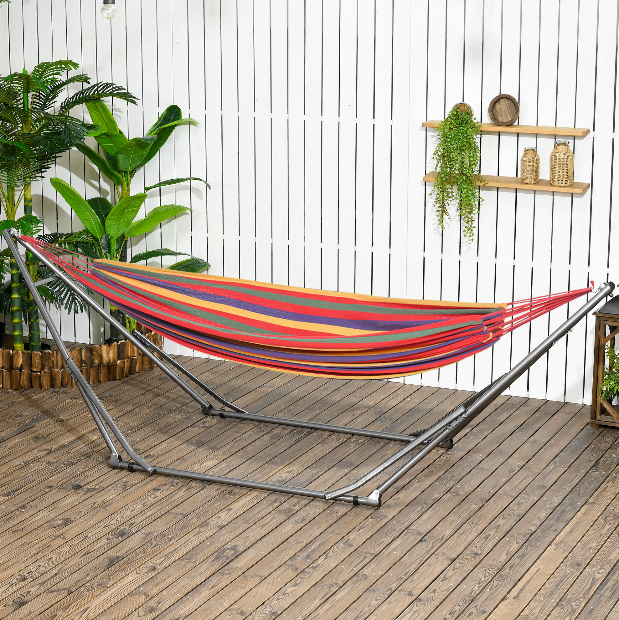 Faltbarer Hängemattenständer 290x92x88 Cm, Stahl Schwarz, 2-in-1, Garten – Meubliv
