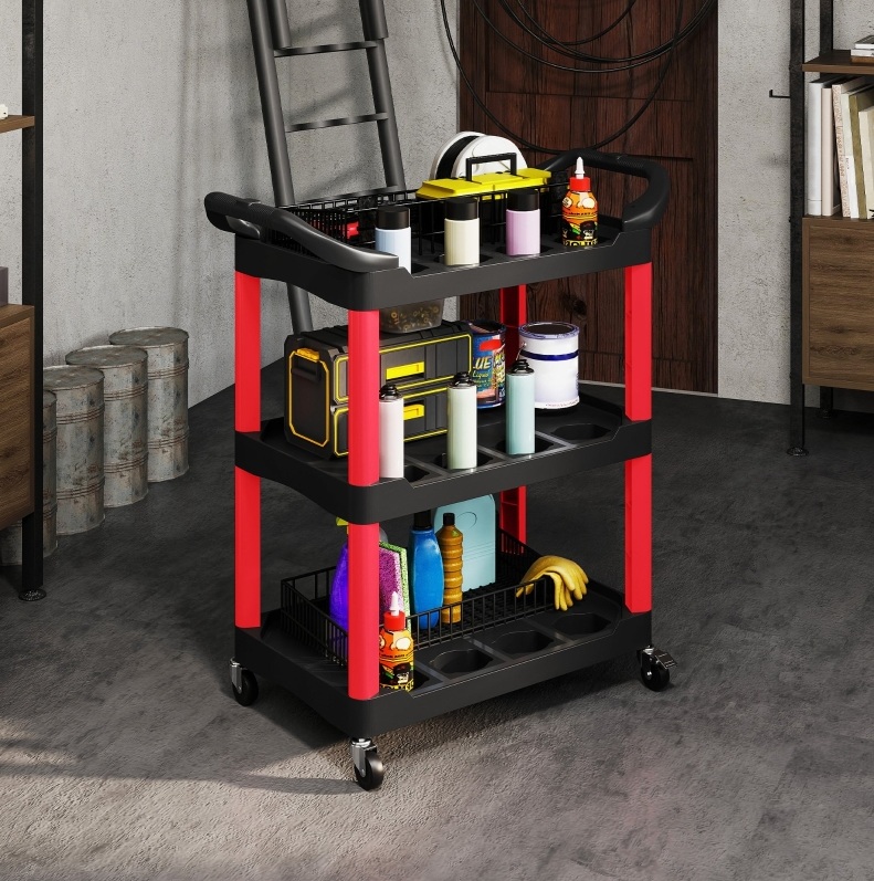 Werkstattwagen 83x43x97 Cm Kunststoff Schwarz Mit Stauraum – Meubliv