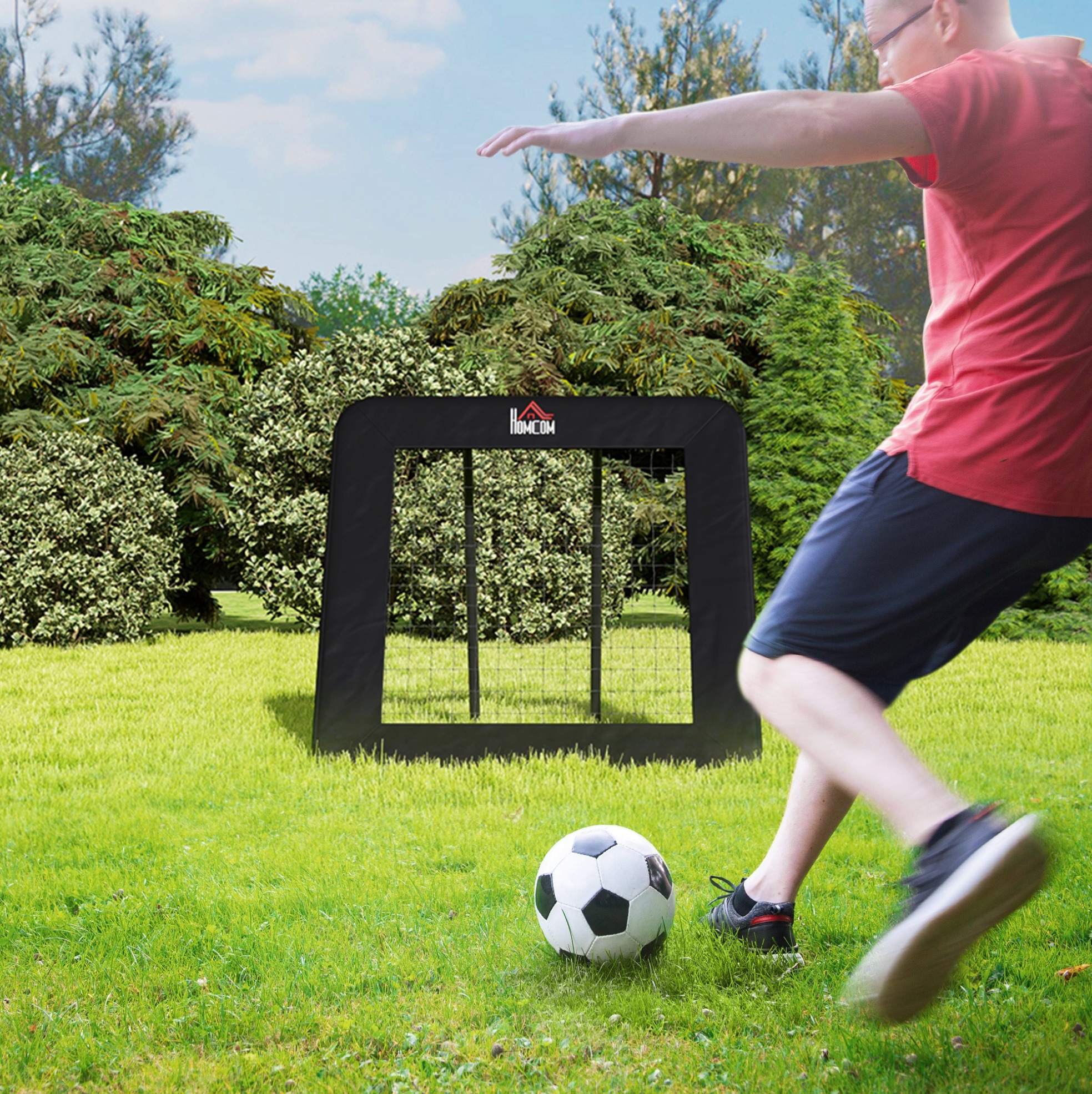 Faltbarer Fußball-rebounder 128x118x120 Cm Stahl Schwarz, 5 Winkel – Meubliv