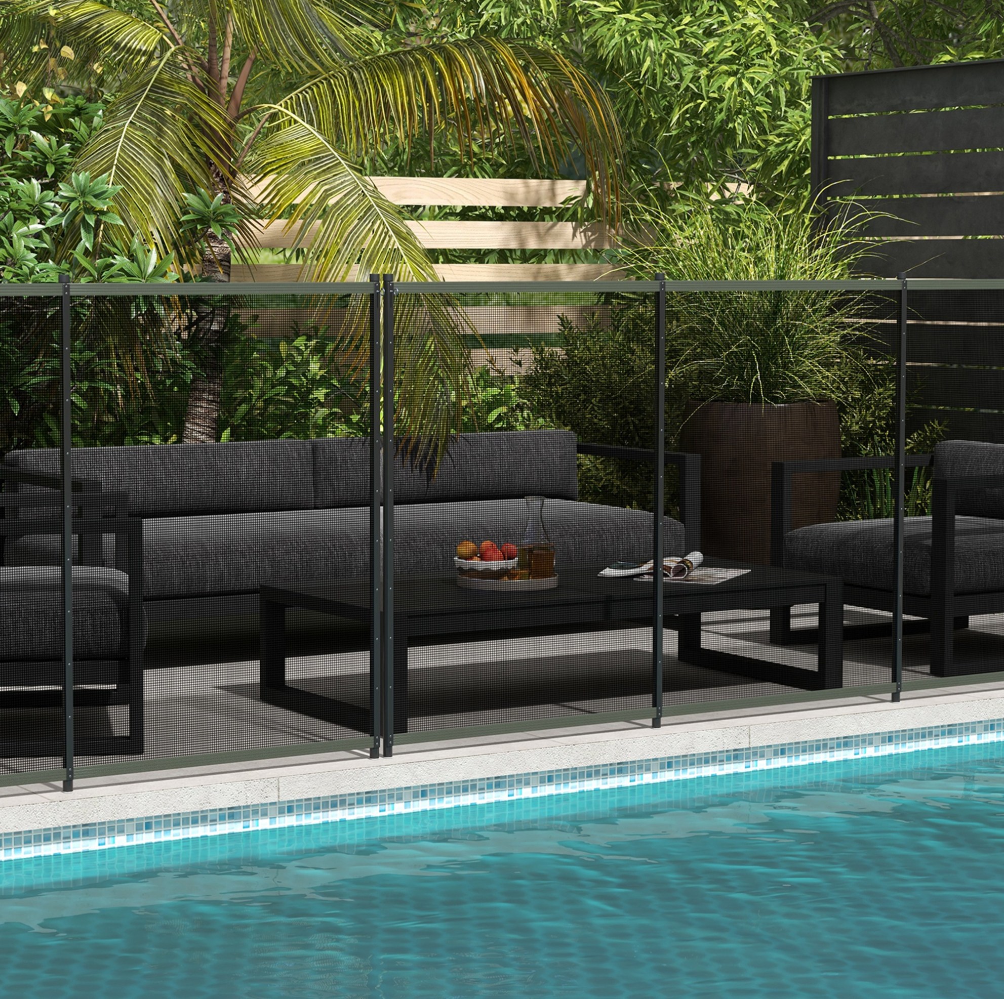 Poolzaun 365x126 Cm Aus Aluminium, Schwarz, 4 Paneele, Kindersicherung Für Garten – Meubliv