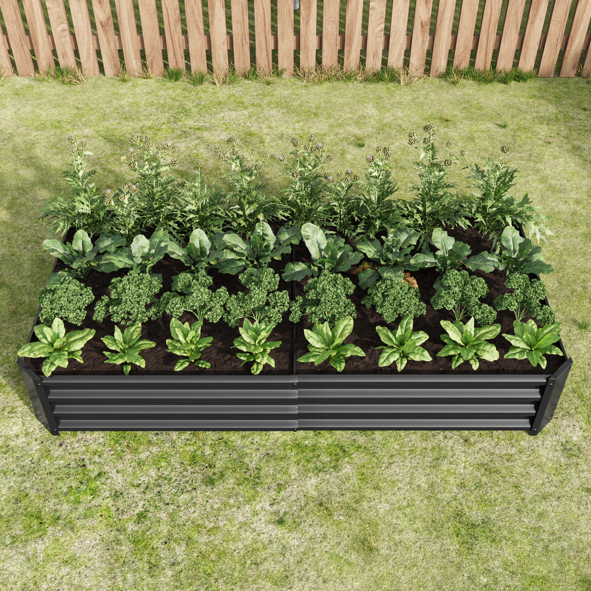 Hochbeet 180x90x30 Cm Aus Verzinktem Stahl, Schwarz, Ohne Boden – Meubliv