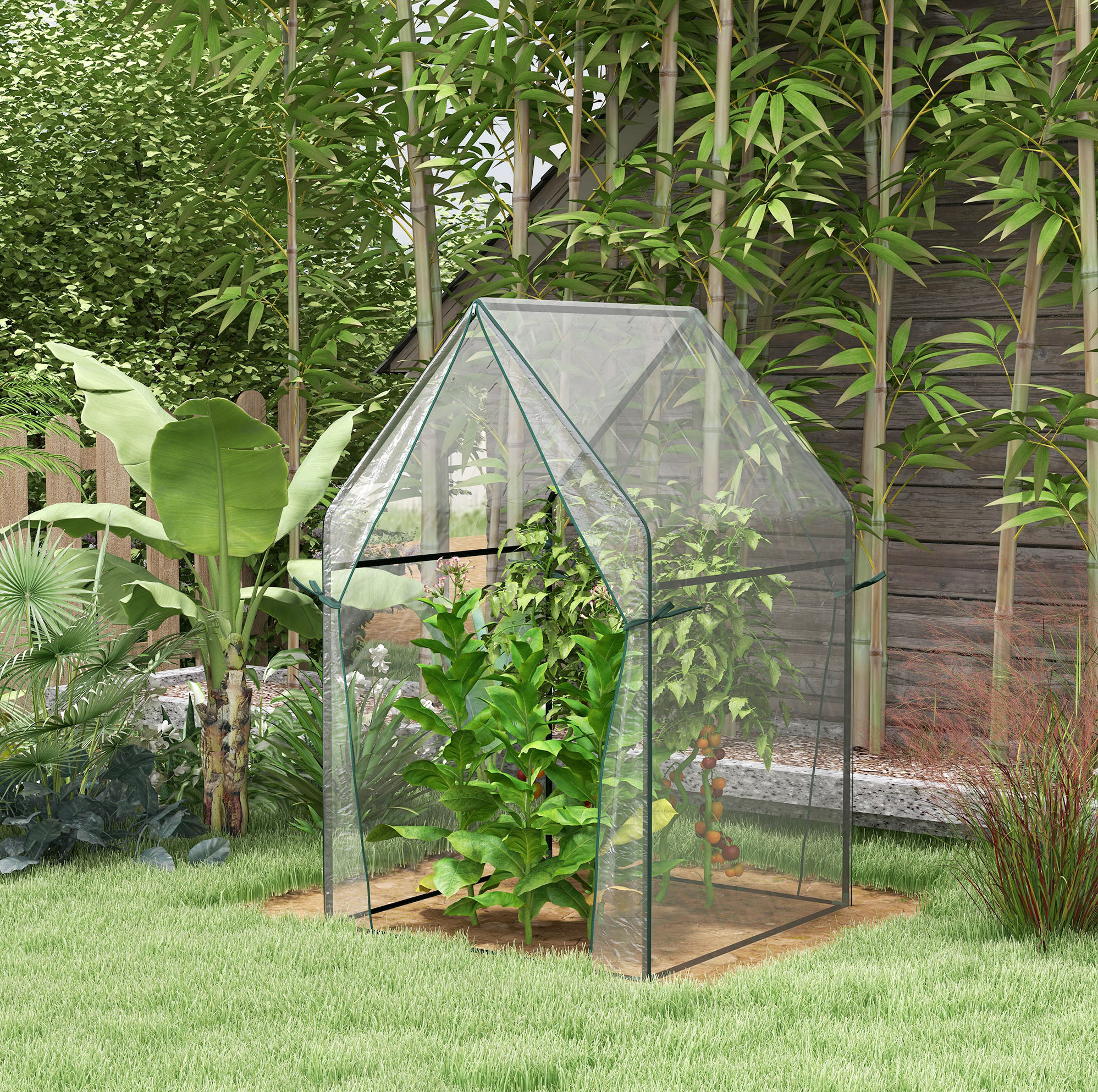 Gartengewächshaus 90x90x145 Cm Aus Stahl Und Transparentem Pe, Doppeltür – Meubliv