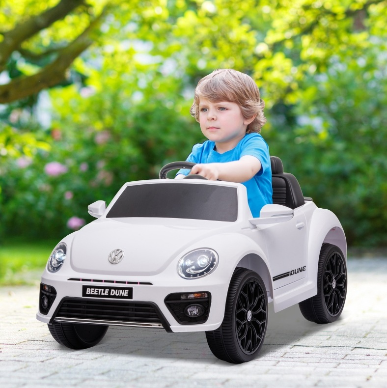 Elektroauto Für Kinder Vw Käfer 97 X 56,5 X 46 Cm, Weiß, Fernbedienung, Kompakt – Meubliv