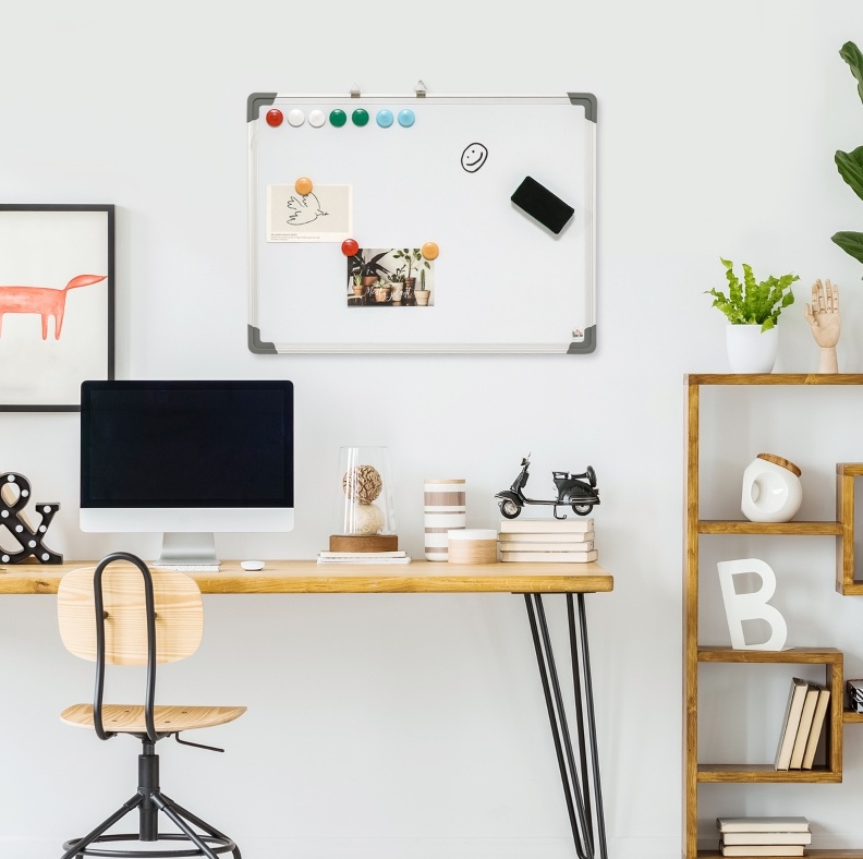 Magnetisches Whiteboard 60x1,8x45 Cm Aus Weißem Aluminium Mit Zubehör, Für Büro – Meubliv