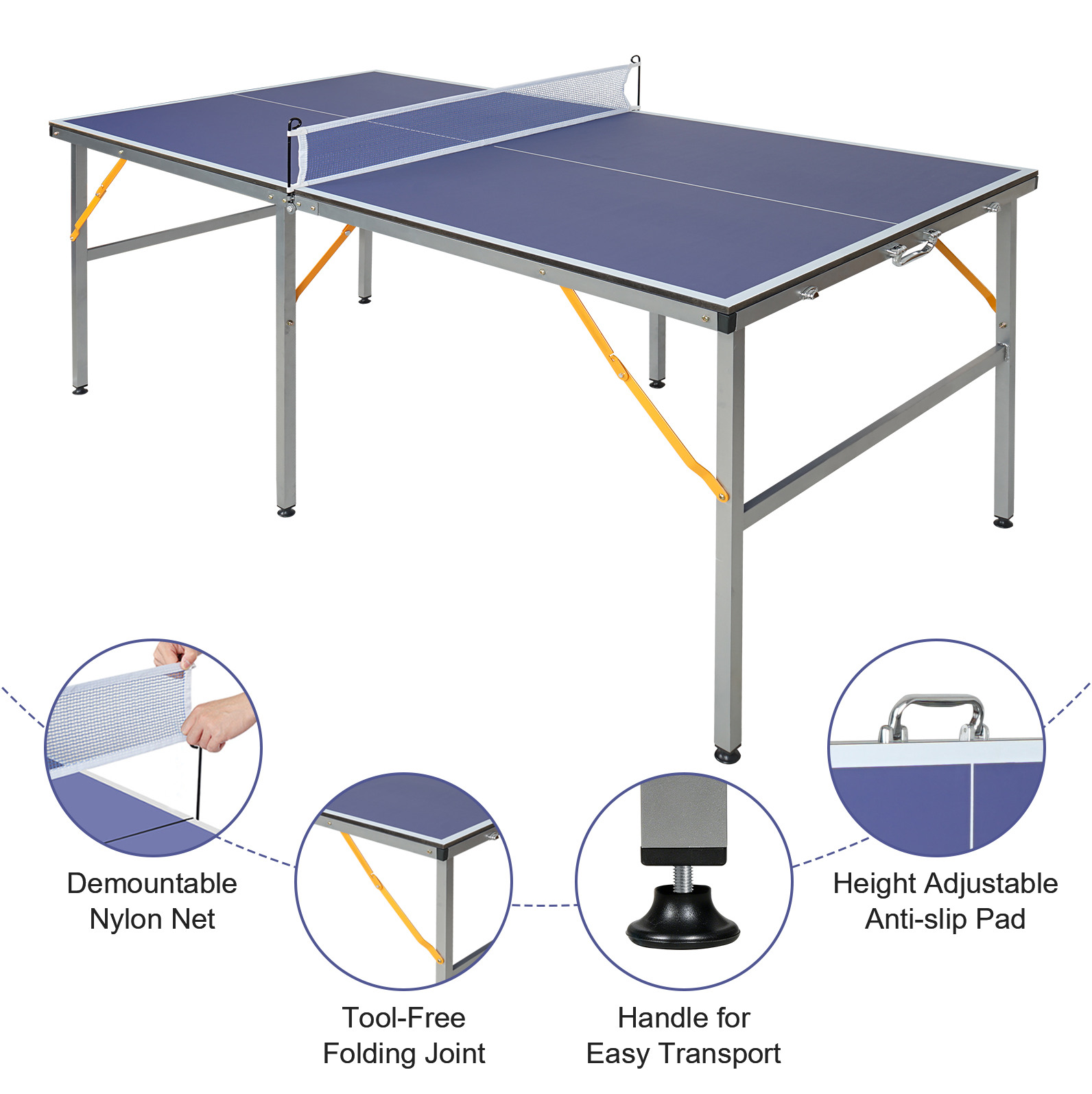Klappbarer Professioneller Tischtennistisch 182 X 91 Cm Blau Modenuit