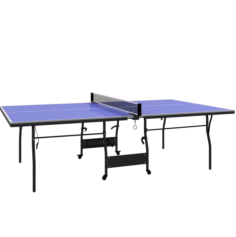 Klappbarer Blauer Tischtennistisch 274 X 152,5 X 76 Cm Mit Netz, 2 Schlägern Und 3 Bällen