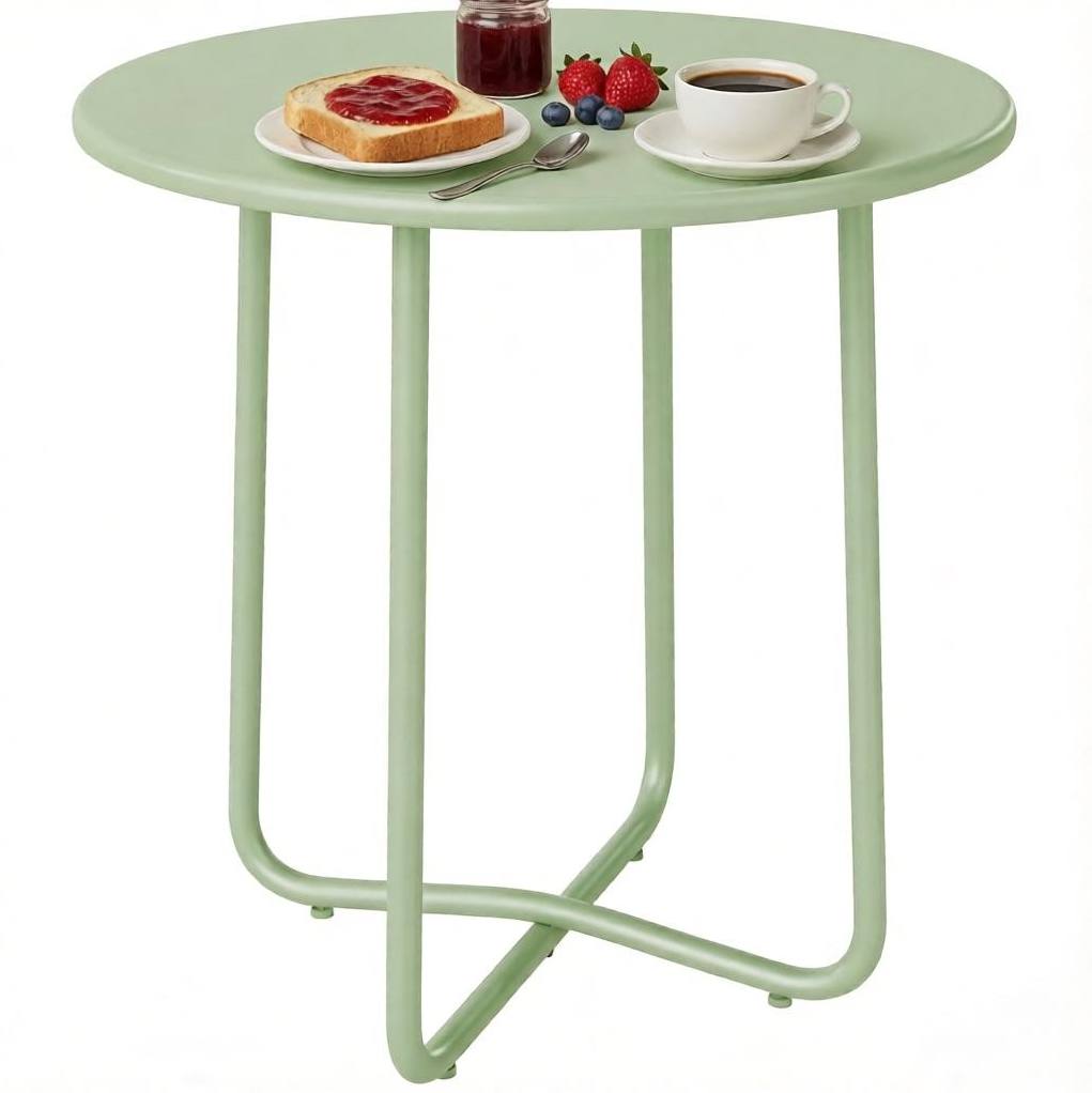 Runder Outdoor-beistelltisch Aus Metall, Grün, Ø 48 X 51 Cm