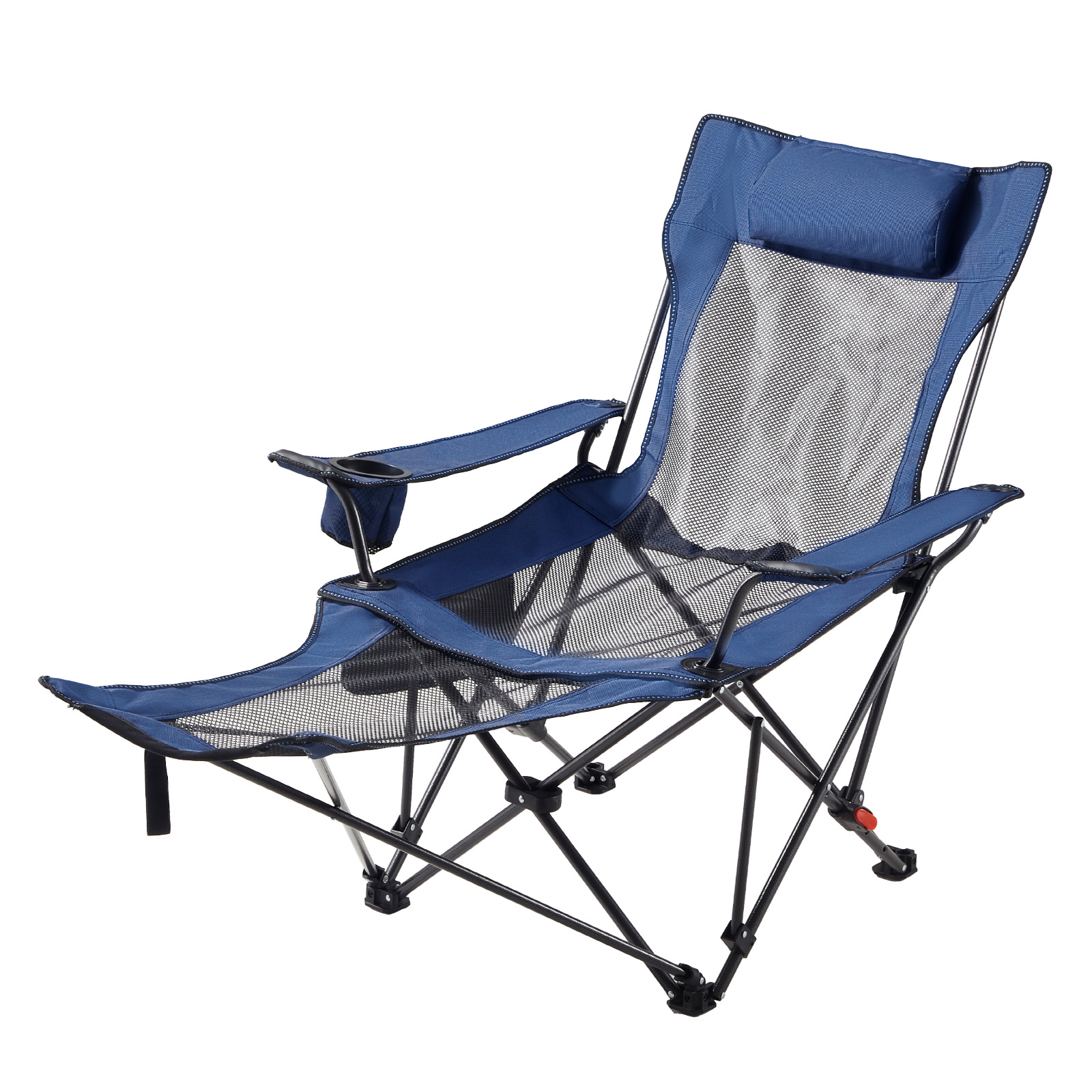 Mophorn Faltbarer Campingstuhl Mit 4 Einstellbaren Positionen, Relaxsessel Mit Getränkehalter, Netz-strandstuhl Mit Kopf- Und Fußstütze, Belastbar Bis 100 Kg, Ideal Für Outdoor-aktivitäten, Blau