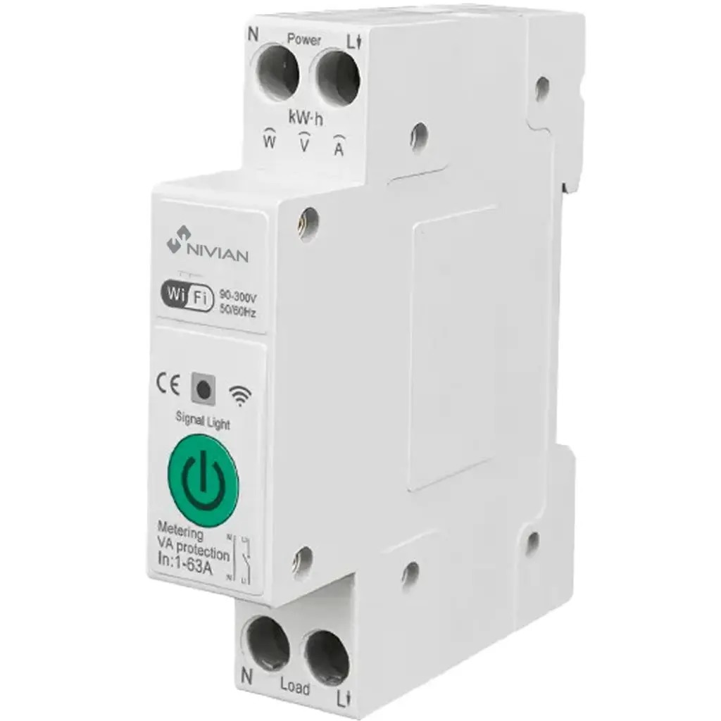 Wifi Energiemessgerät 1-63a Nivian Energymeter65din Nvs-energymeter65din-w