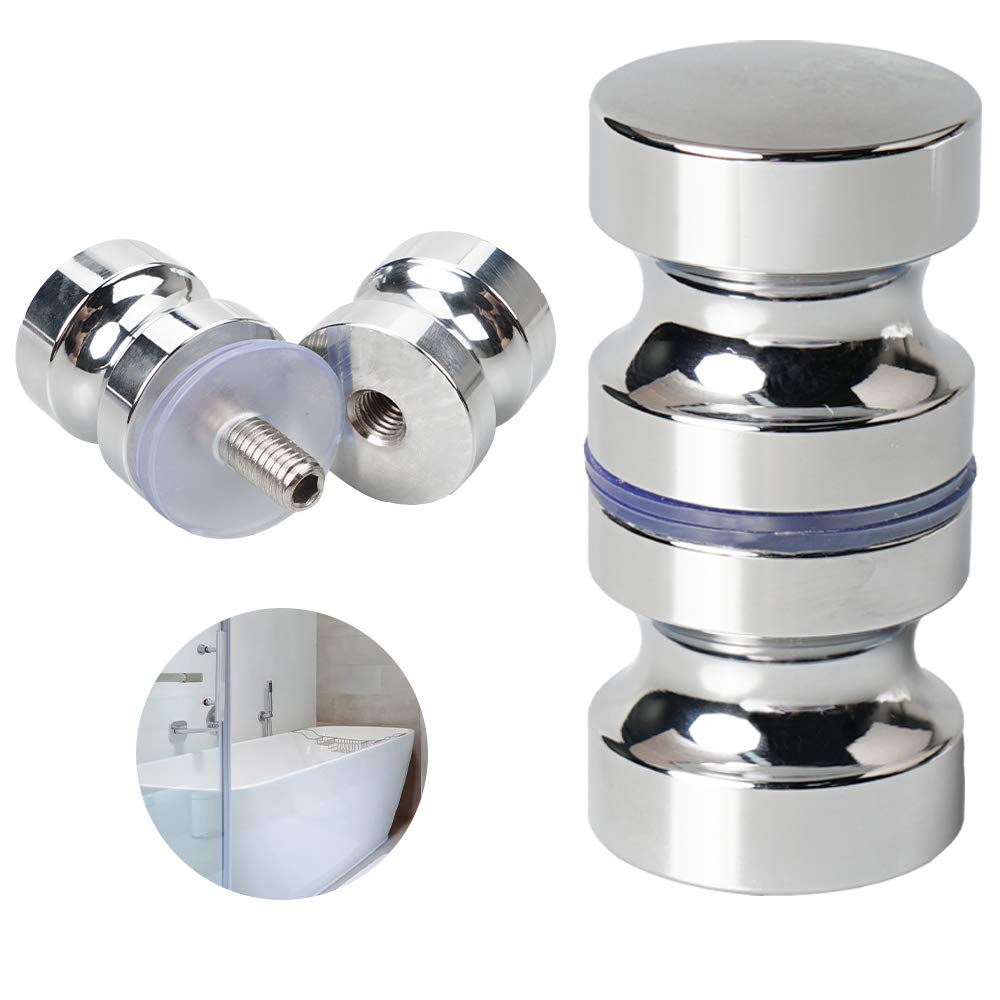 1-teiliger Duschtürgriff, Badezimmertürknauf, Duschwandgriff, Metallgriff, Verchromt, Massiv, Einlochig