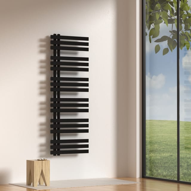 Handtuchheizkörper Slidre 140x50 cm Schwarz [neu.haus]