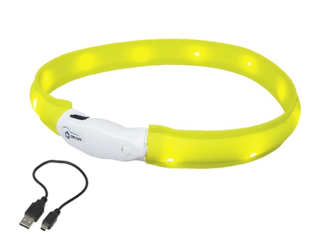 Nobby LED Leuchthalsband Visible breit gelb für Hunde mit längerem Fell Hundehalsbänder