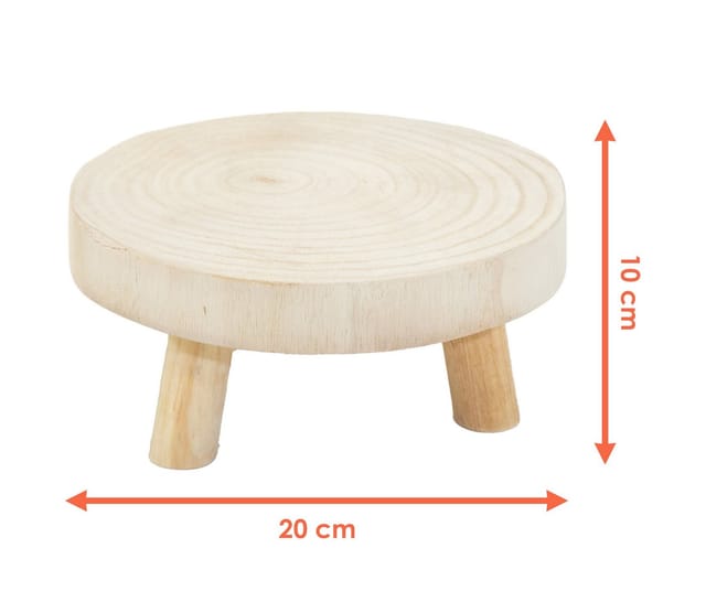 Baumscheibe Pflanzenständer natur rund - 20 cm / klein - Holz Blumenhocker mit 3 Füßen - Pflanzenhocker Blumenständer Blumen Teller Pflanzen Deko