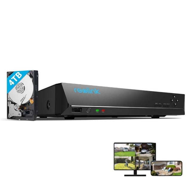 Reolink 4K 16-Kanal PoE NVR mit 4TB Festplatte, Überwachungssystem Rekorder für Haus, Innen, Außen 24/7 Sicherheit, Funktioniert mit verschiedenen