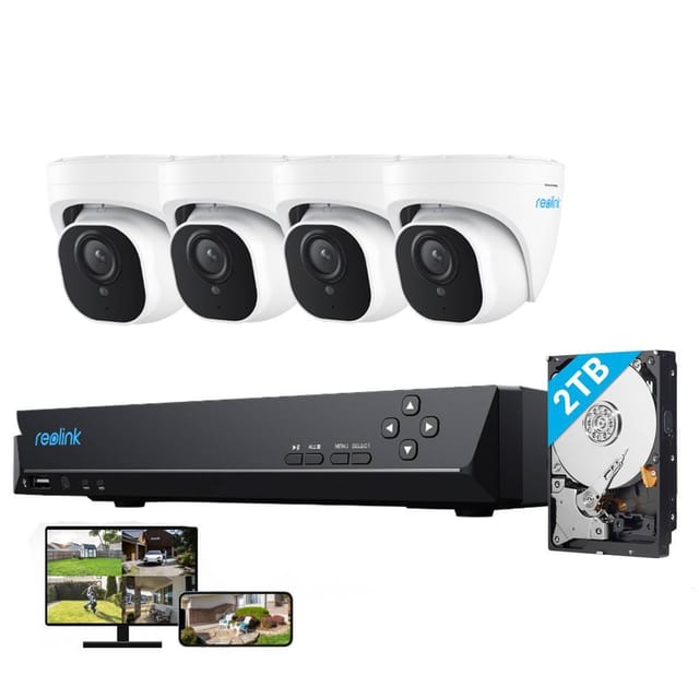 8MP Überwachungskamera Set Outdoor, 4X 8MP PoE Dome Überwachungskamera+8CH 2TB hdd nvr, Personen-/Fahrzeugerkennung, 30m Nachtsicht, 24/7 Schutz