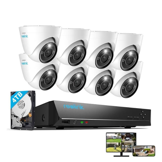 12MP Überwachungskamera Set Outdoor, 8X 12MP PoE Dome Überwachungskamera+16CH 4TB hdd nvr, Personen-/Fahrzeugerkennung, 30m Nachtsicht, 24/7 Schutz