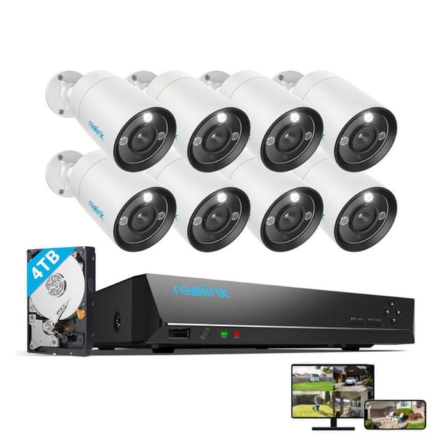 12MP Überwachungskamera Set Outdoor, 8X 12MP PoE Bullet Überwachungskamera+16CH 4TB hdd nvr, Personen-/Fahrzeugerkennung, 30m Nachtsicht, 24/7 Schutz