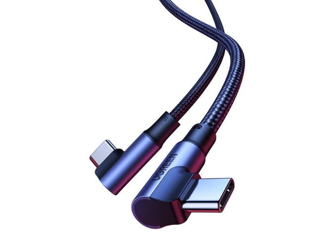 Abgewinkeltes geflochtenes Kabel USB-C Quick Charge PD 100W 2m Schwarz