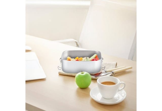 Relaxdays - Brotdose Edelstahl, auslaufsicher, luftdicht, Lunchbox für Erwachsene & Kinder, 1 l, Bügelverschluss, silber