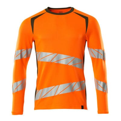 Mascot - T-Shirt, langarm 19081-771-1433 Gr. l hi-vis orange/moosgrün