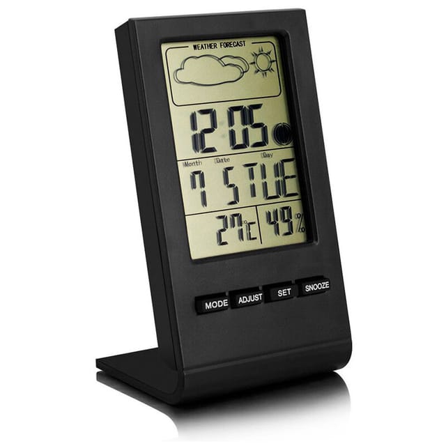 Drahtlose Wetterstation, Thermometer, Hygrometer, Barometer Für Drinnen Und Draußen, Digitaluhr, Wecker Mit Außensensor, Anzeige Von Uhrzeit, Datum, Tag, Mondphase