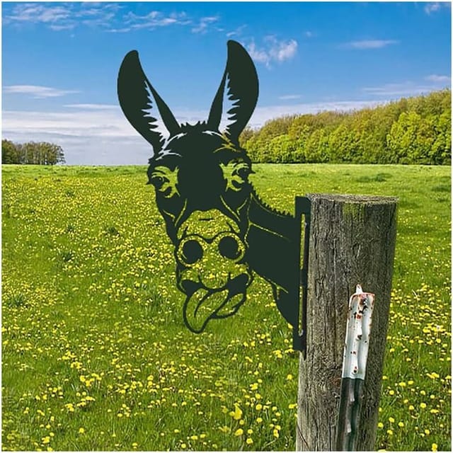 Mumu - Esel-Gartenornamente aus Metall für Zäune, Außendekorationen, Zuhause, Esel, Tiere, Gartendekoration, Skulpturen, rostige
