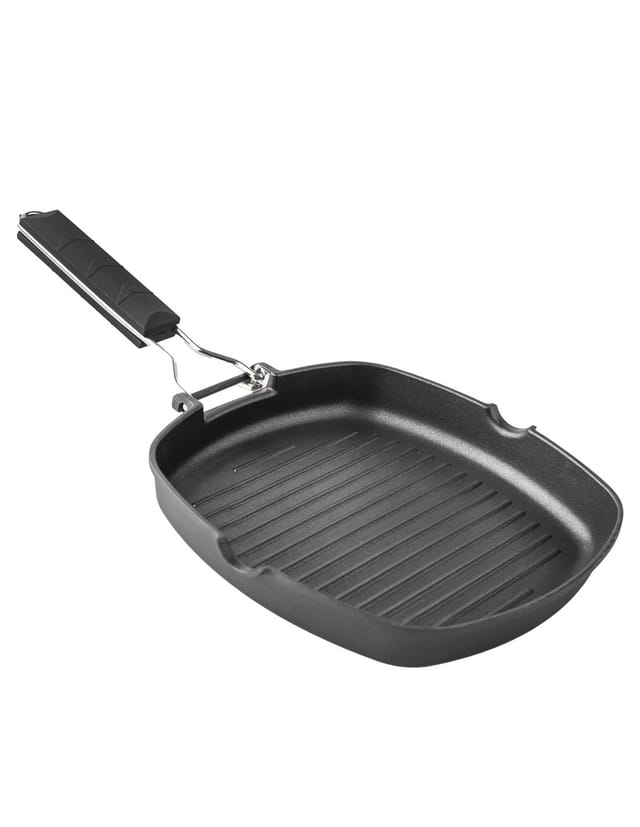 Grill aus Aluminiumguss, gestreifter Xylan-Klappgriff, 20 cm