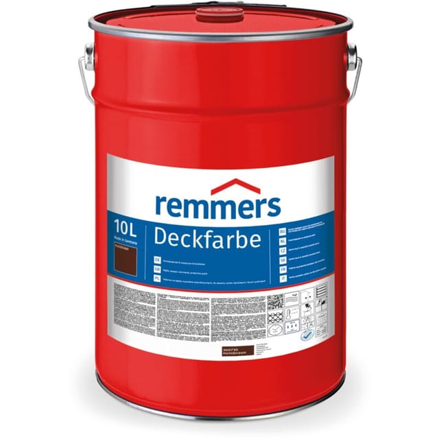 Deckfarbe nussbraun, 10 Liter, Deckfarbe für innen und außen, Wetterschutzfarbe viele Untergründe, hochdeckend, wetterfest - Remmers