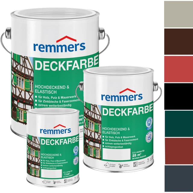 Deckfarbe schwarz, 10 Liter, Deckfarbe für innen und außen, Wetterschutzfarbe viele Untergründe, hochdeckend, wetterfest - Remmers